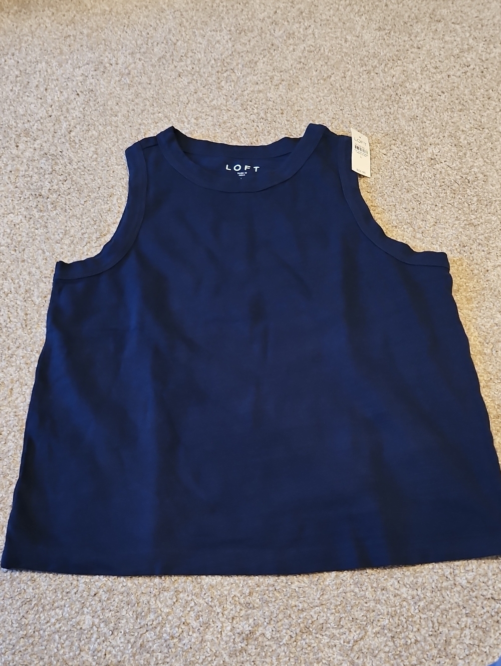 LOFT Navy Sleeveless Crewneck Tank Top